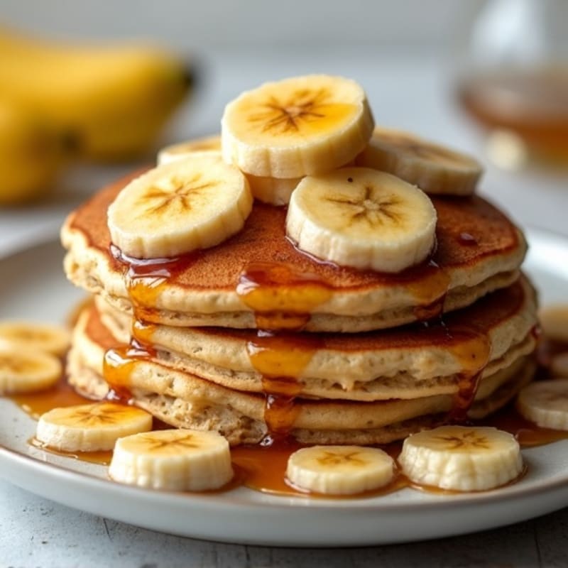 Banana Protein Pancakes with Warm Caramelized Bananas
