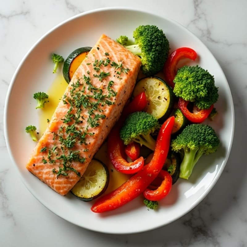 Herb-Crusted Baked Salmon with Roasted Vegetables