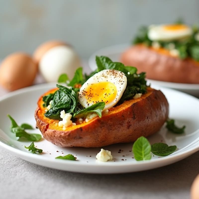 Creamy Cottage Cheese Stuffed Roasted Sweet Potato