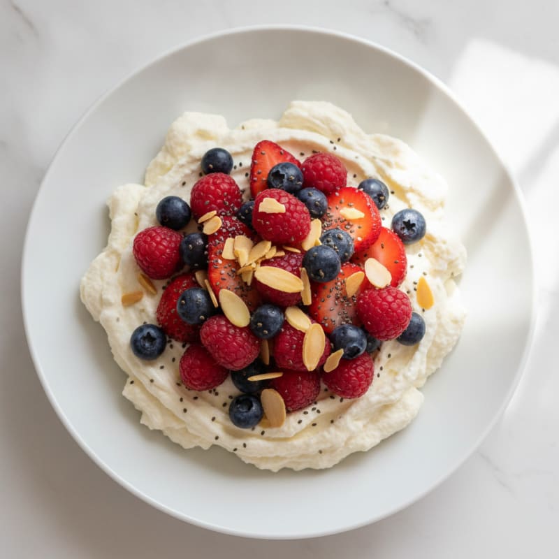 Greek Yogurt Protein Mousse with Mixed Berries
