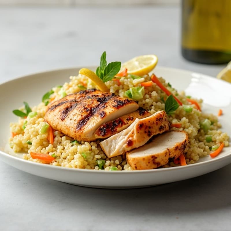 Grilled Chicken Breast with Crunchy Cabbage Slaw and Quinoa