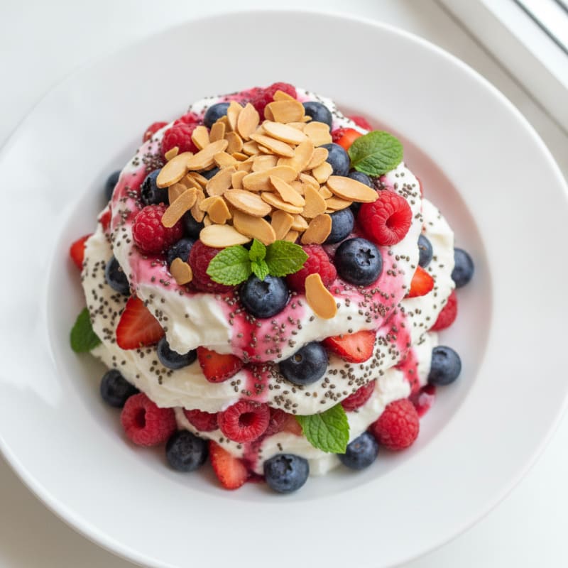Greek Yogurt Protein Parfait with Mixed Berries