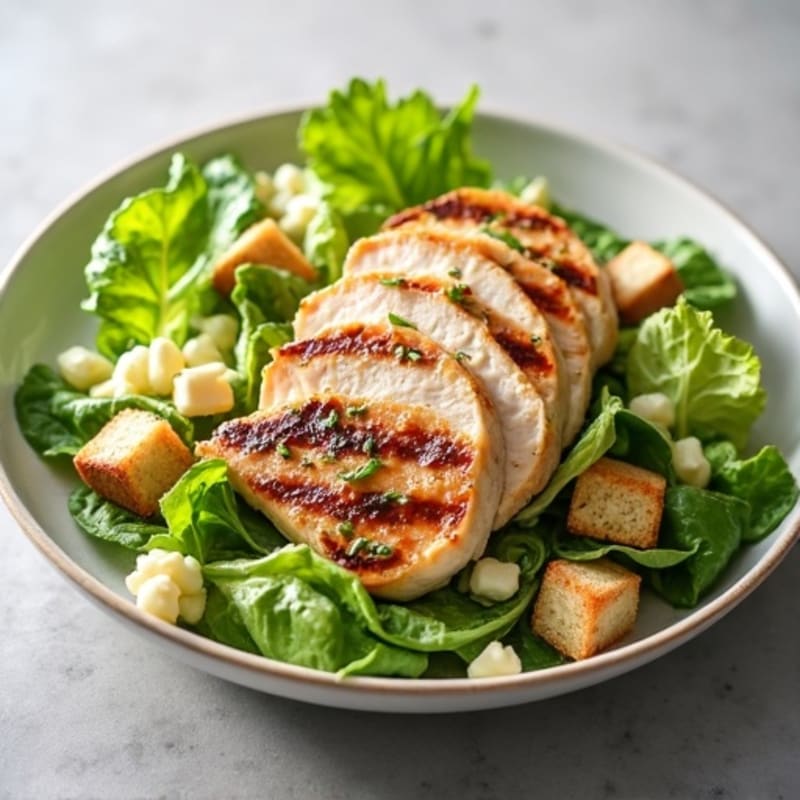 Healthy Grilled Chicken Caesar Salad with Creamy Dressing