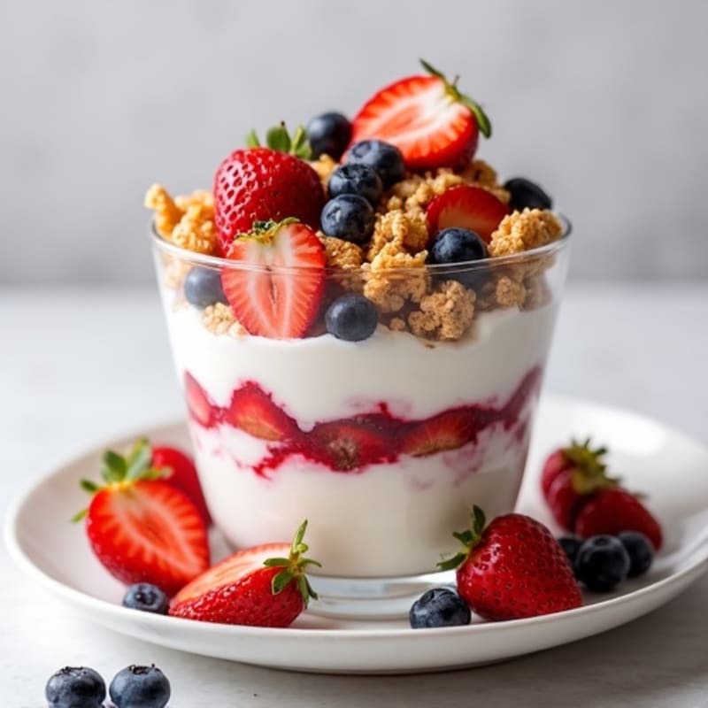 Creamy Protein Cereal Parfait with Mixed Berries