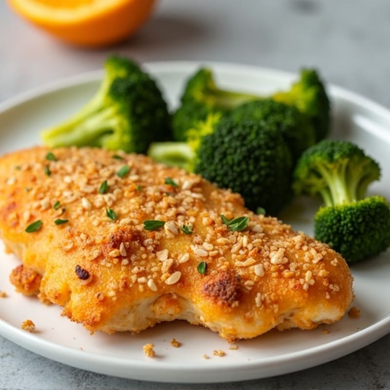 Crispy Baked Orange Chicken with Roasted Broccoli