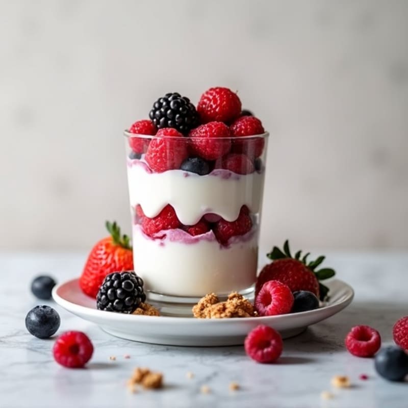 Greek Yogurt Protein Parfait with Mixed Berries and Almond Butter