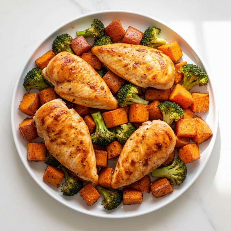 Golden Roasted Sweet Potato and Chicken