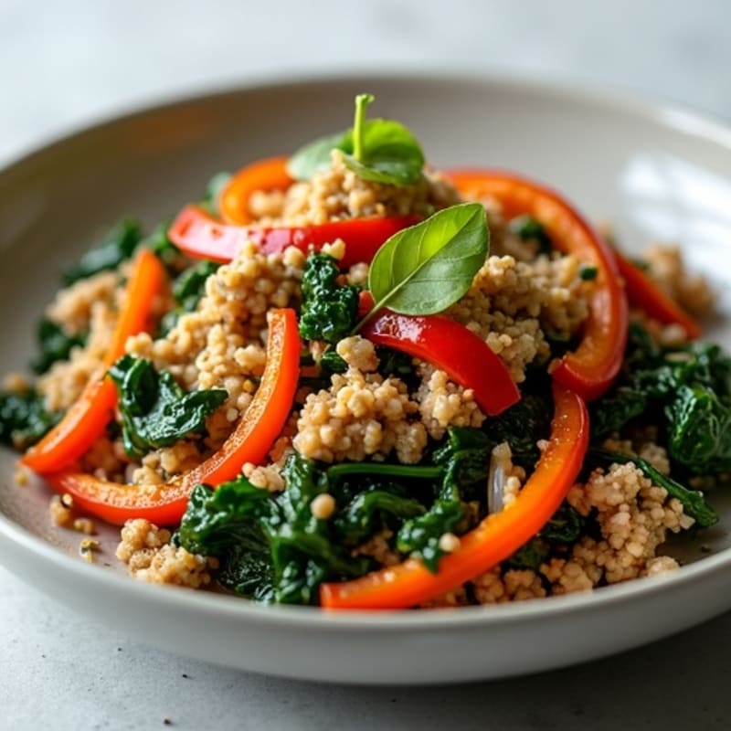 Savory Ground Turkey Skillet with Fresh Spinach and Bell Peppers