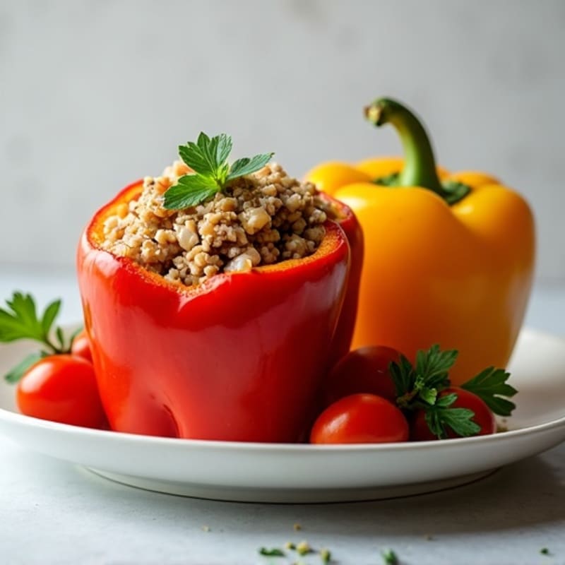 Herb-Seasoned Ground Turkey Stuffed Bell Peppers