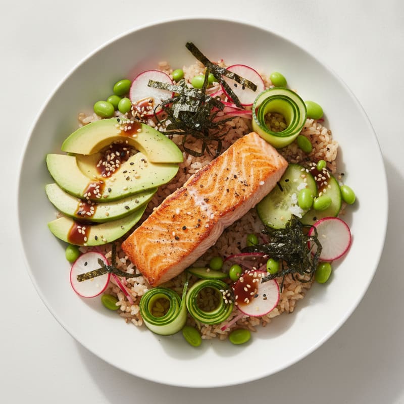 Sushi Rice Bowl with Salmon and Avocado