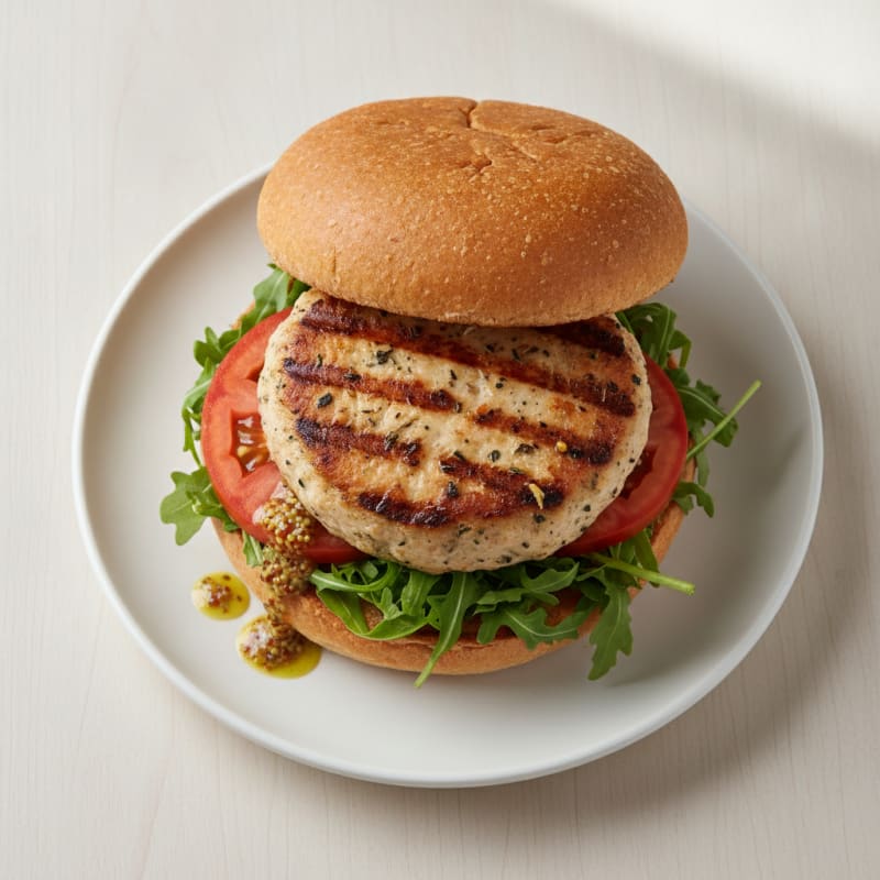 Grilled Chicken Burger with Leafy Greens and Tomato