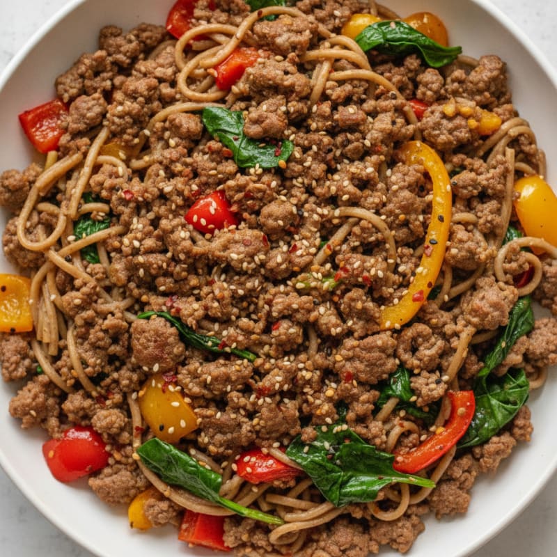 Savory Ground Beef and Noodle Skillet