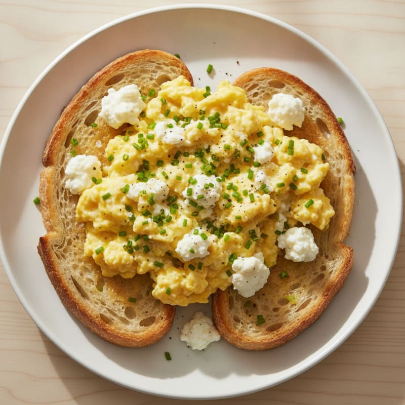 Scrambled Eggs with Cottage Cheese and Chives
