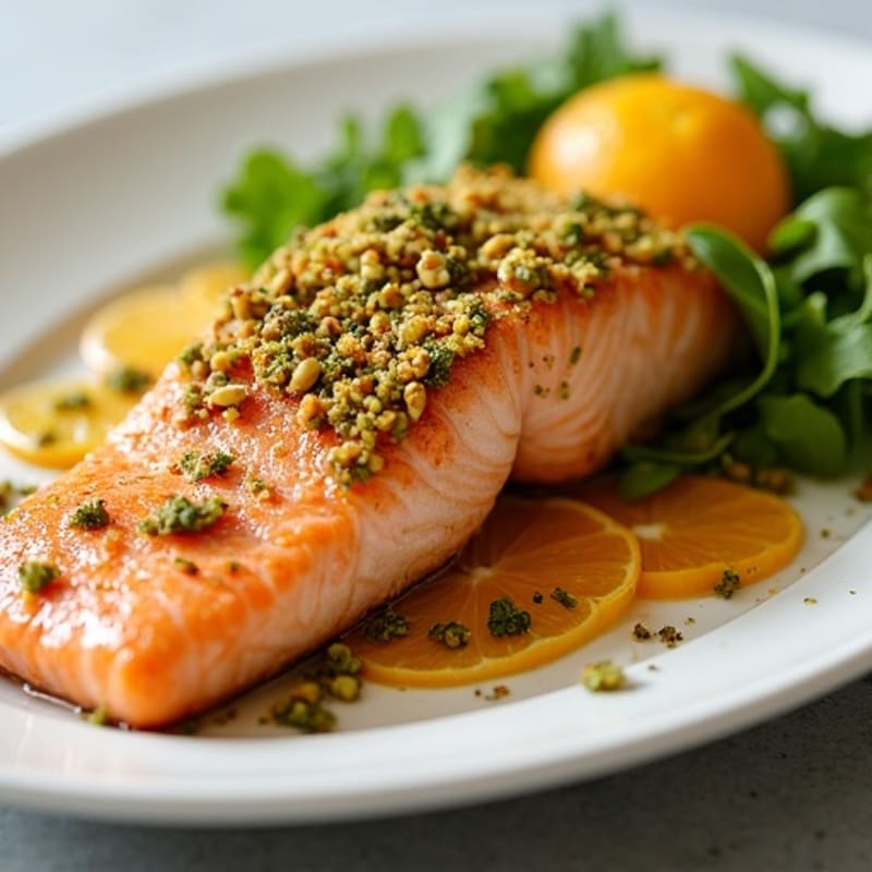 Crispy Pistachio-Crusted Salmon with Citrus-Ginger Glaze