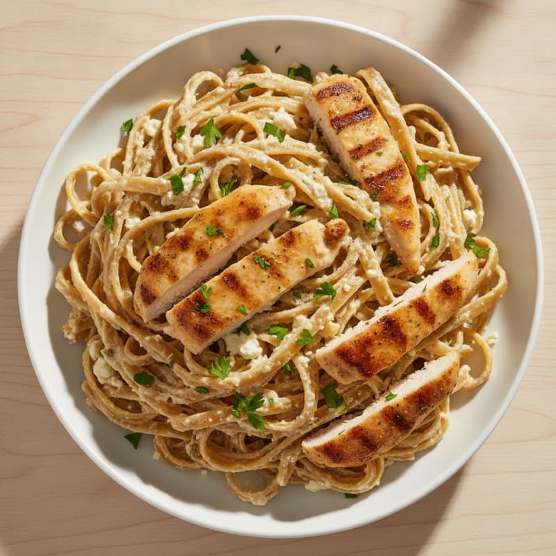 Cottage Cheese Alfredo with Fettuccine