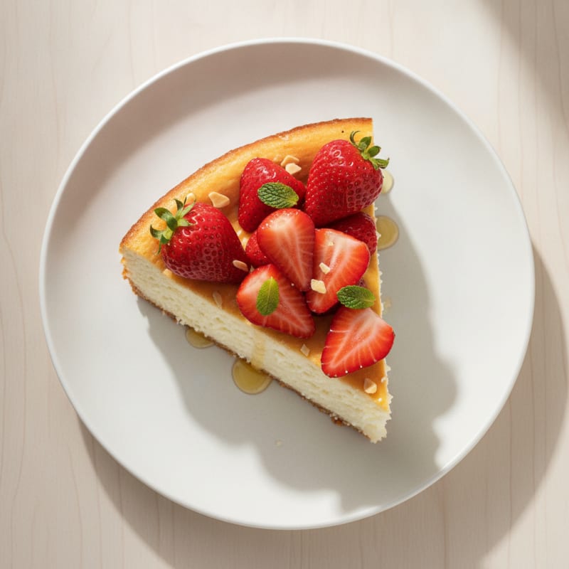 Silky Protein Cheesecake with Fresh Strawberries