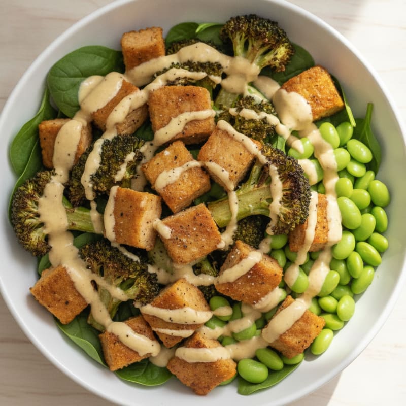 Roasted Vegetable Buddha Bowl with Tahini Dressing