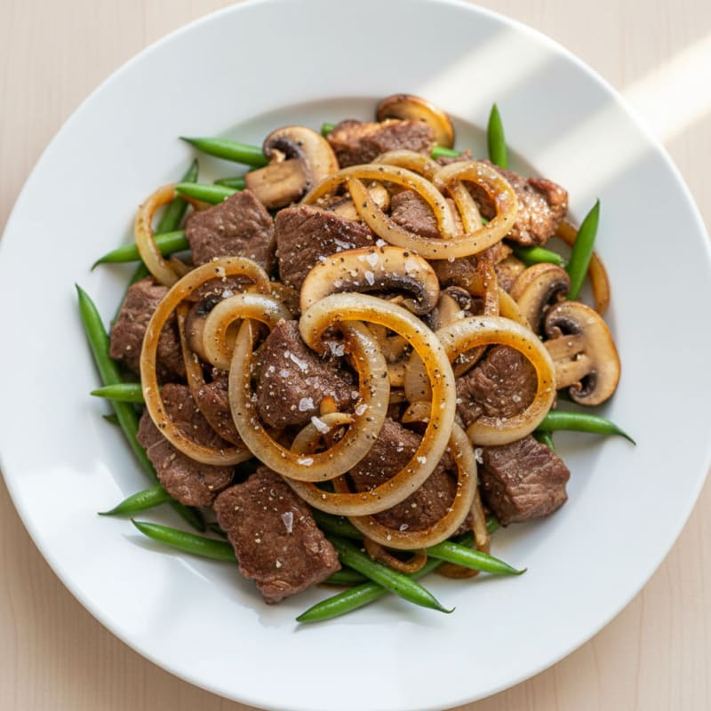 Tender Beef with Caramelized Onions