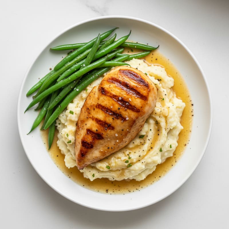 Creamy Garlic Mashed Potatoes with Pan-Seared Chicken