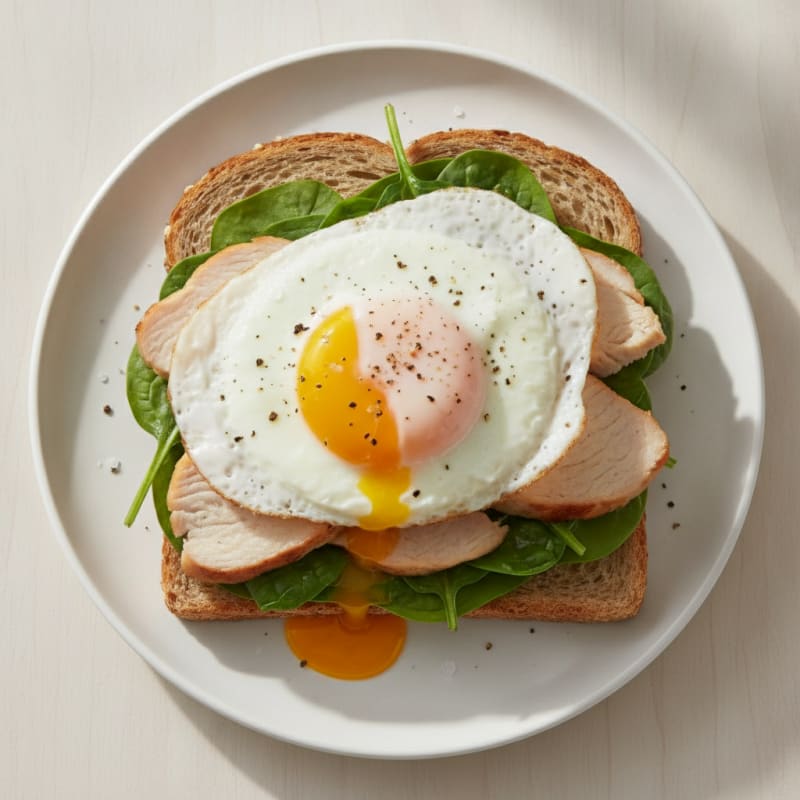 Over Easy Egg Sandwich with Savory Greens