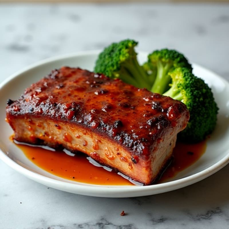 Tender Baked Pork Ribs with Sweet BBQ Glaze and Roasted Broccoli