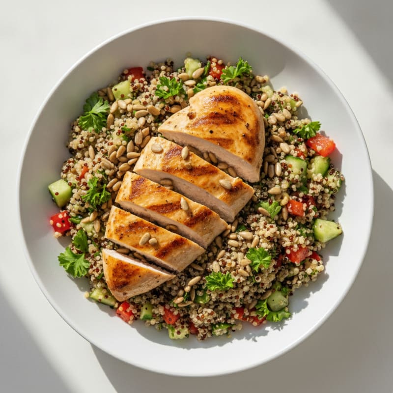 Grilled Chicken Breast with Crunchy Quinoa Salad