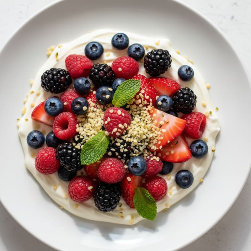 Silky Greek Yogurt Protein Pudding with Mixed Berries