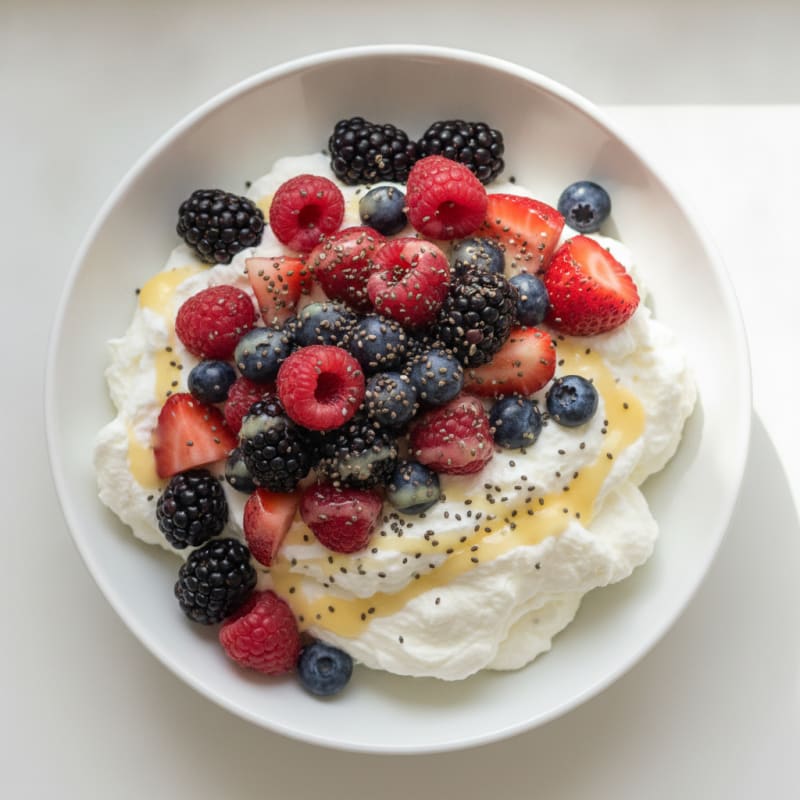 Greek Yogurt Protein Mousse with Mixed Berries