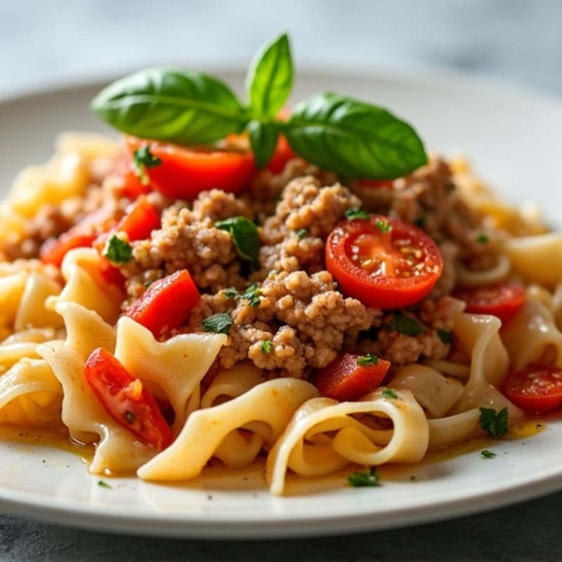 Lean Ground Turkey with Fresh Tomato-Basil Whole Wheat Pasta