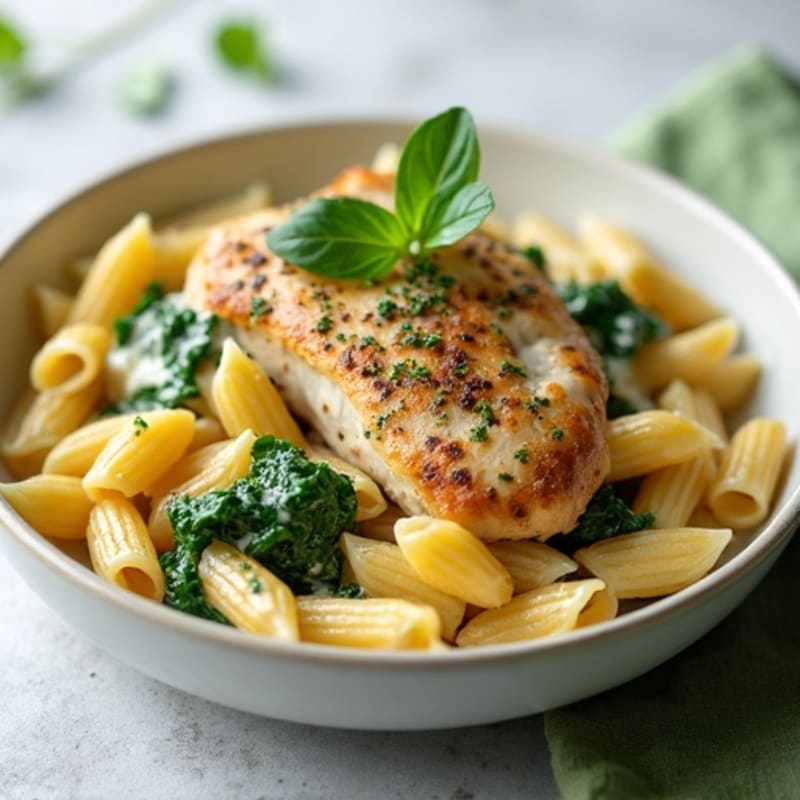 Creamy Lemon Herb Chicken Pasta with Spinach
