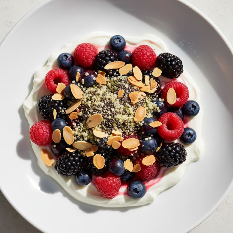 Icelandic Skyr Bowl with Mixed Berries and Chia Seeds