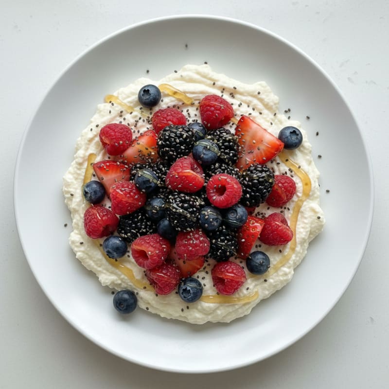 Silky Greek Yogurt Protein Mousse with Mixed Berries