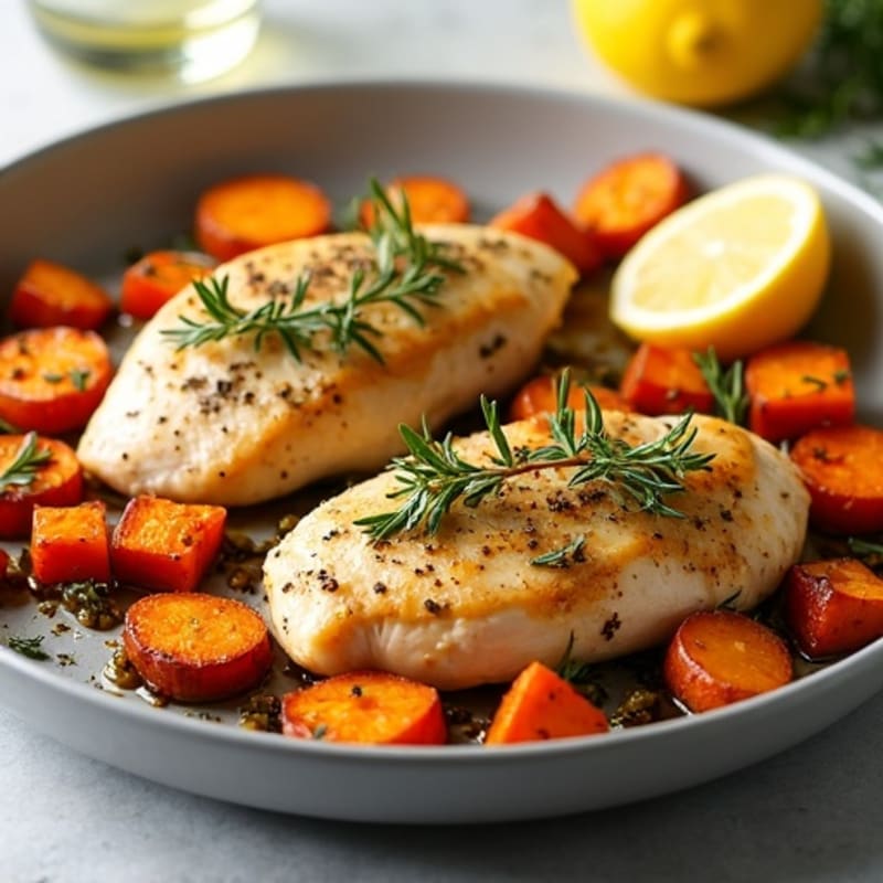 Sheet Pan Lemon-Herb Chicken with Roasted Sweet Potatoes