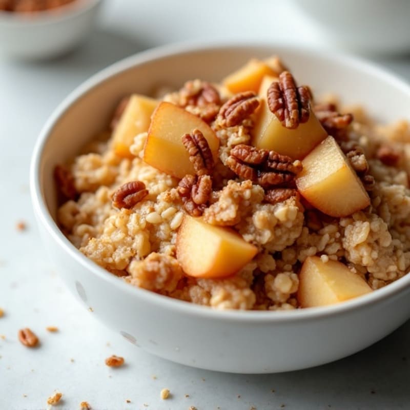 Baked Apple Cinnamon Steel Cut Oats with Toasted Pecans and Protein