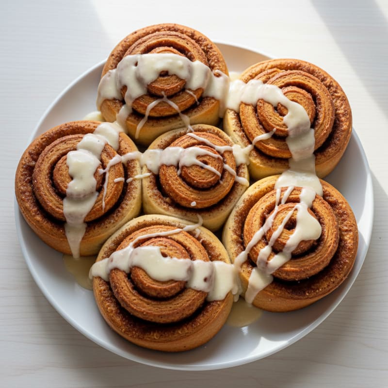 Golden Caramelized Cinnamon Rolls with Creamy Glaze