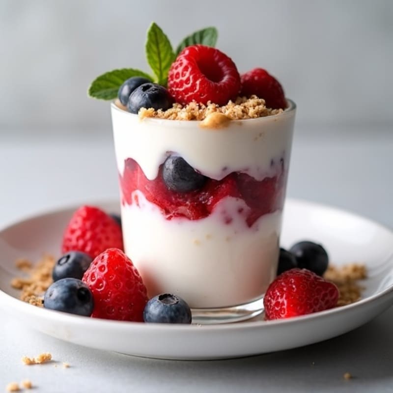 Greek Yogurt Protein Parfait with Mixed Berries and Almond Butter