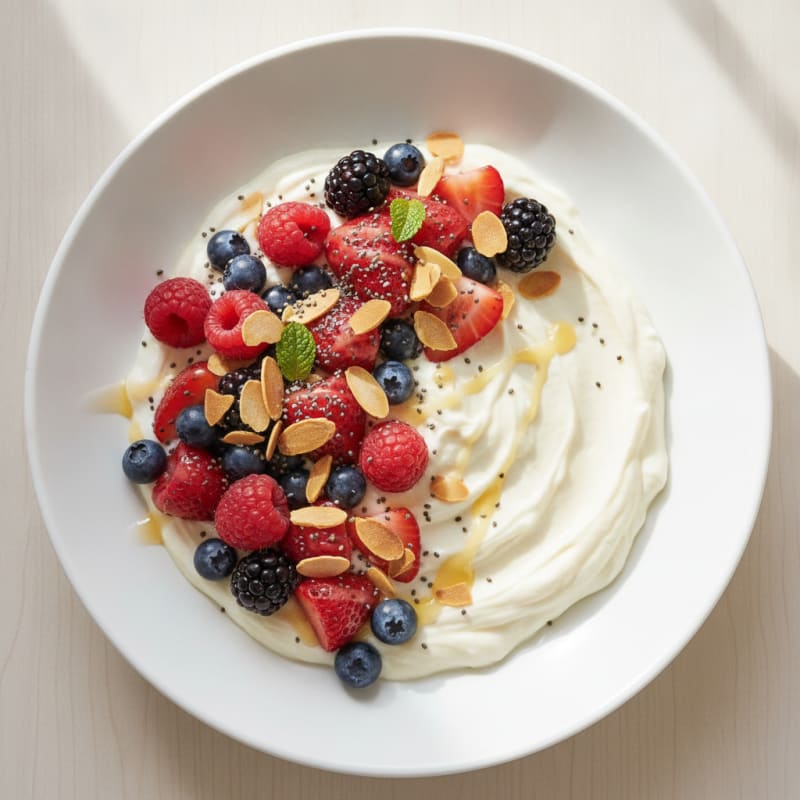 Silky Vanilla Protein Yogurt with Fresh Berries