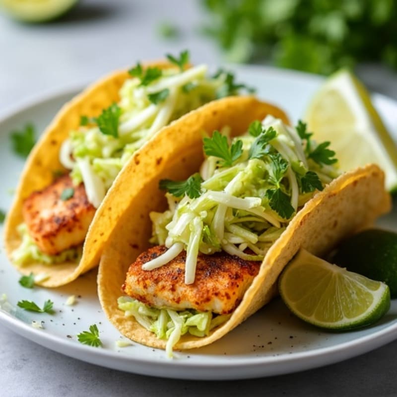 Crispy Baked Fish Tacos with Fresh Cabbage Slaw