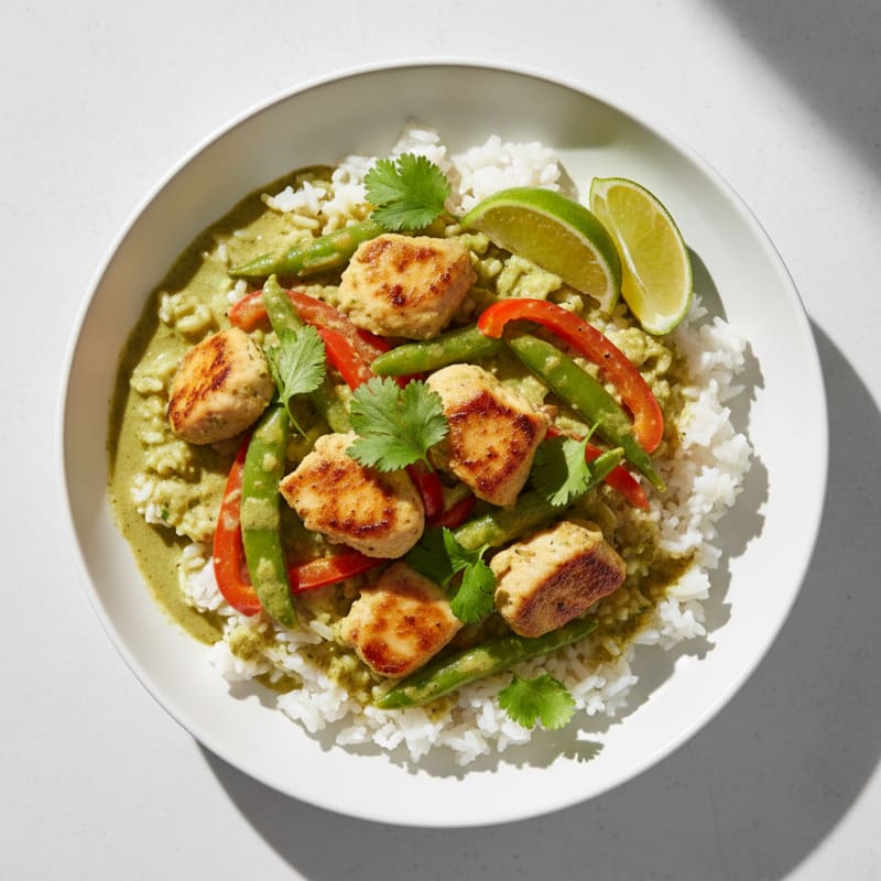 Green Curry Chicken with Coconut Rice