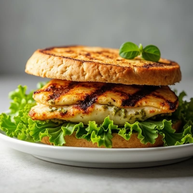 Grilled Pesto Chicken Sandwich with Fresh Greens