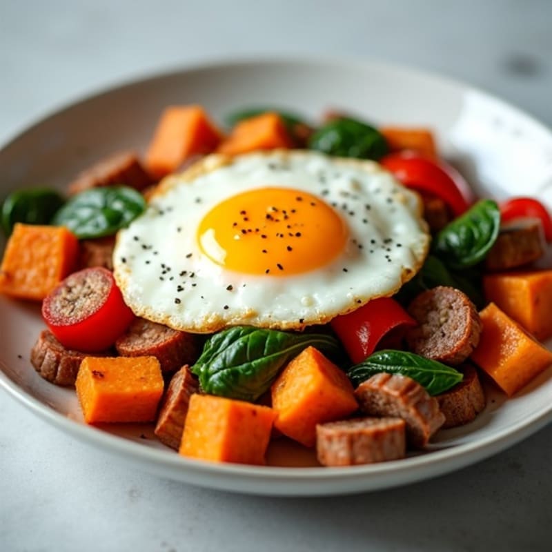 Protein-Packed Sweet Potato Hash with Eggs