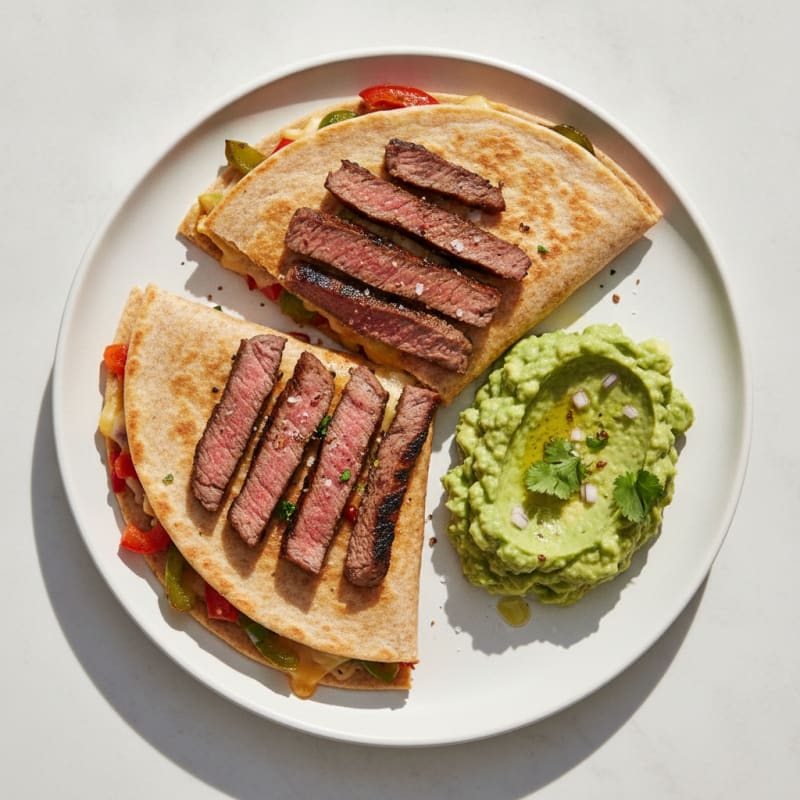 Carne Asada Quesadillas with Guacamole