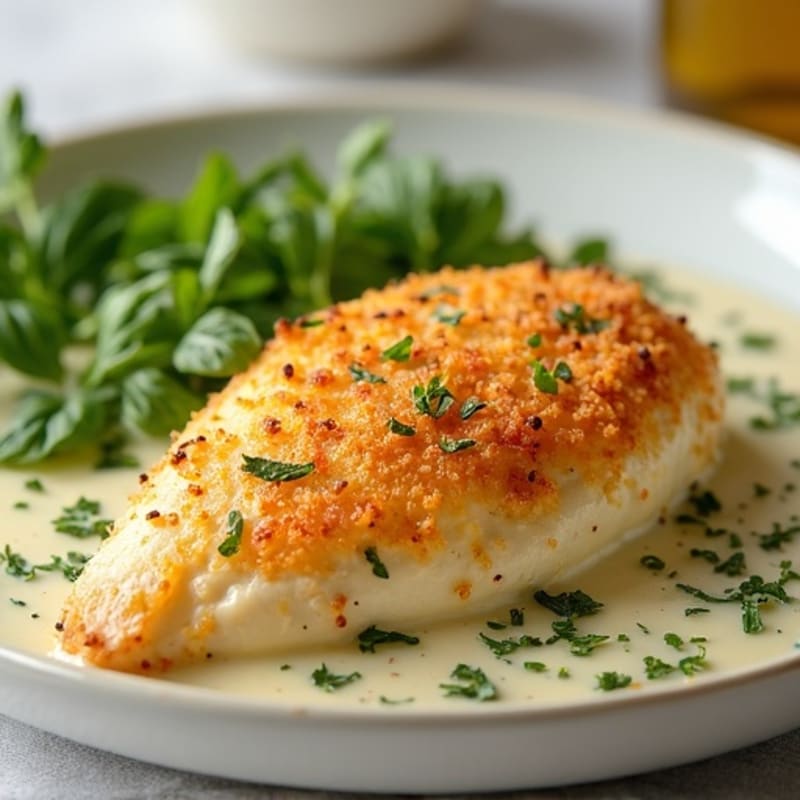 Creamy Herb Chicken Bake with Crispy Parmesan
