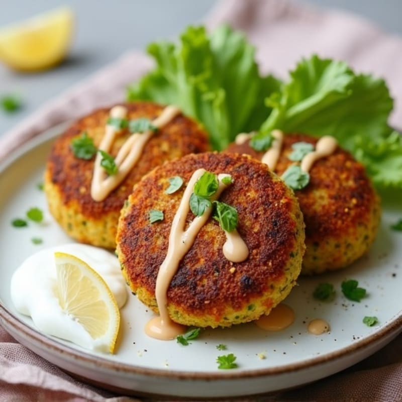 Crispy Baked Falafel with Lemon Tahini Drizzle