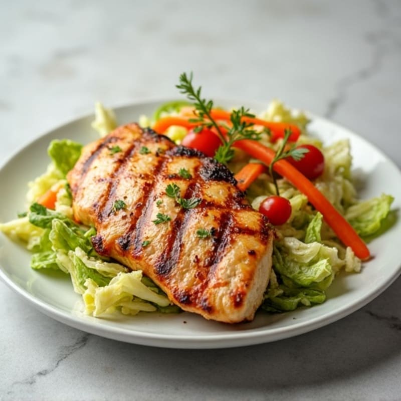 Grilled Chicken Breast with Crunchy Cabbage Slaw