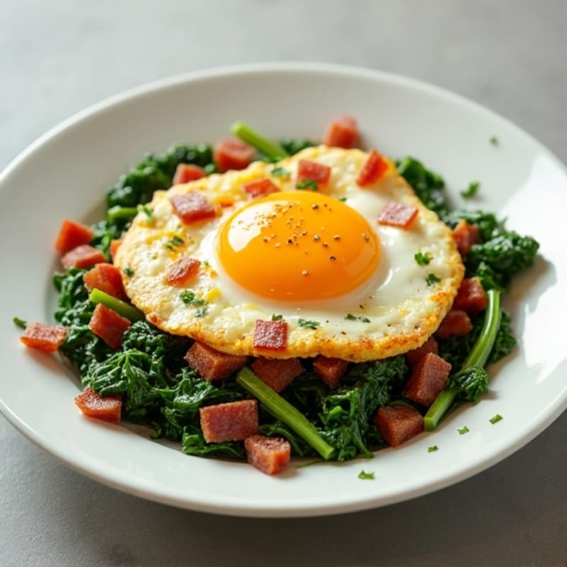 Egg White Spinach Scramble with Turkey Bacon