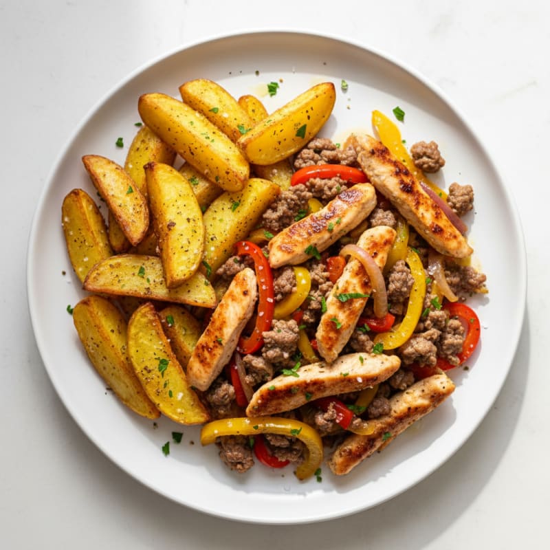 Tender Beef and Chicken with Roasted Potatoes