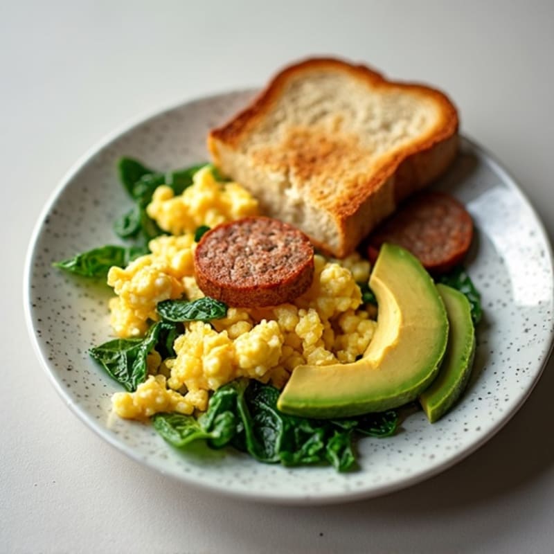 Egg White Scramble with Spinach and Turkey Sausage