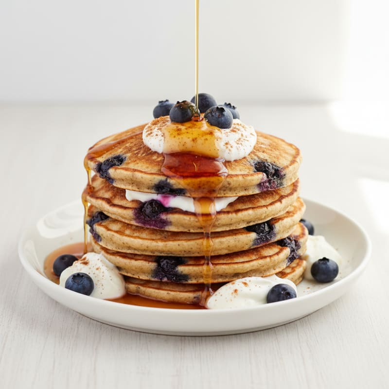 Blueberry Pancakes with Maple Syrup