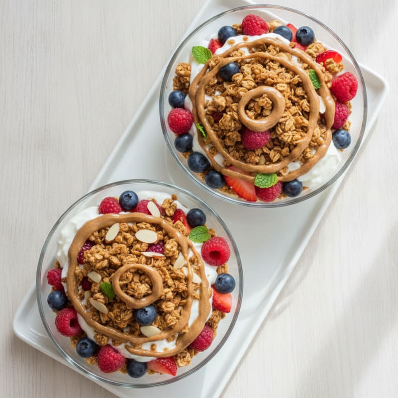 Creamy Greek Yogurt Parfait with Mixed Berries and Almond Butter